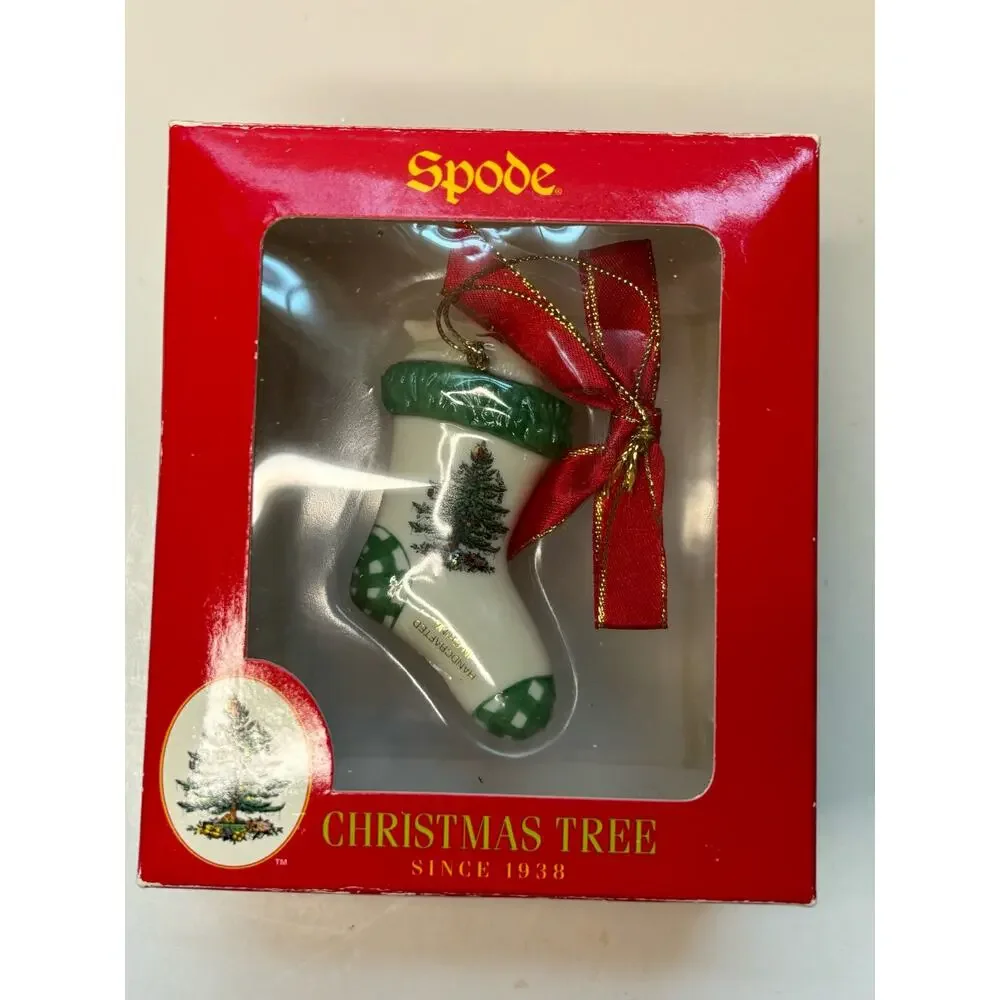 SPODE Ornament Cat in Stocking New in Box